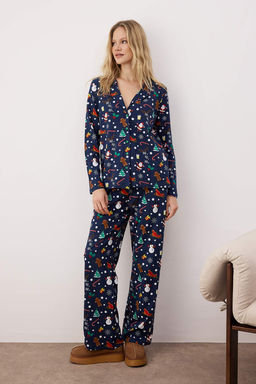 Trendyolmilla Lacivert %100 Pamuklu K?s Temal? Orme Pijama Tak?m? THMAW22PT1212  фото 12