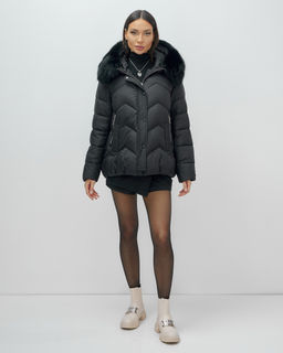 Куртка зимняя женская с мехом и капюшоном тренд черного цвета 7759Ch Бренд: Visdeer - Mtforce фото 15