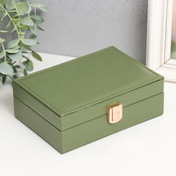 Шкатулка для украшений «Матовая гладь. Прямоугольная», искусственная кожа, с замком, зелёная, 16×11.5×5.5 см