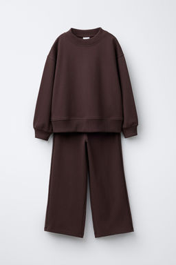 INTERLOCK SWEATSHIRT AND WIDE-LEG TROUSERS SET