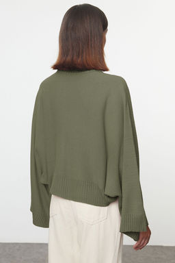 Yesil Genis Kal?p Ispanyol Kol Triko Kazak TWOAW23KZ01838