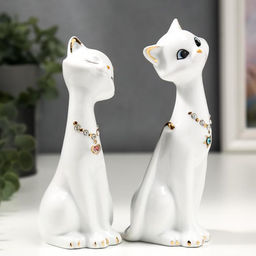 Набор фигурок 2 шт. «Кошечки белые с цепочкой»
