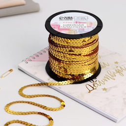 Пайетки на нити, 6 мм, 911 м, цвет золотой №242