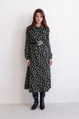 11128 Платье-рубашка удлинённое чёрное с принтом - Martichelli фото 18