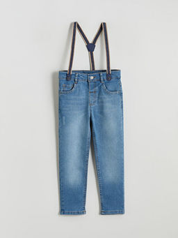 Ask?l? Beli Lastikli Erkek ?ocuk Jean Pantolon