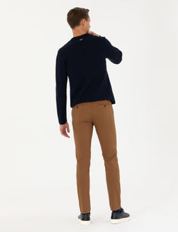 Коричневые брюки из плотной ткани морковного кроя - Cacharel фото 4