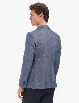 Lacivert Ex. Slim Fit Keten Pamuk Kar___ml_ Ceket