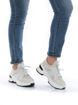 05-PDL91-2 BEIGE Кроссовки женские (натуральная кожа, текстиль) - No name фото 3