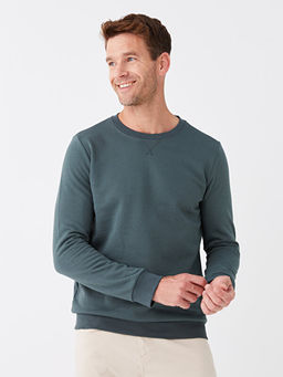 Bisiklet Yaka Uzun Kollu Erkek Kal?n Sweatshirt