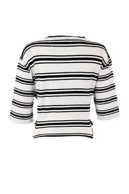 Ekru Cizgili Relaxed Dusuk Kol Truvakar Triko gorunumlu Orme Bluz TWOSS26BZ00204