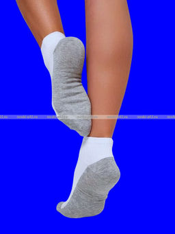 Цена за 10 пар. Носки женские укороченные белые (серая подошва) арт. 6621