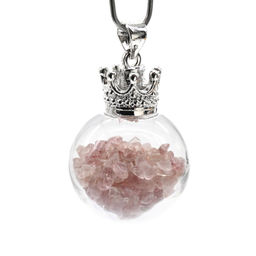 Кулон Шар с крошкой из клубничного кварца 20мм