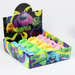 Цена за 12 шт. Антистресс сквиш мялка «Монстр», с пастой, в шоубоксе