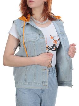 803 BLUE/BLACK Джинсовый жилет женский (100% хлопок) - Фабричный китай фото 27