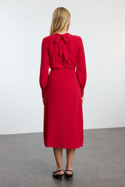 TRENDYOLMILLA Siyah Midi Y?rtmacl? Dokuma Elbise TWOAW24EL00851  фото 4