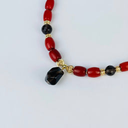 Колье из Коралла и Раухтопаза 40 см +