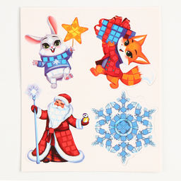 Аппликация стикерами на новый год. Елочные игрушки, набор для творчества - Школа талантов фото 4