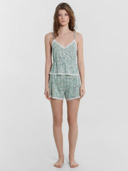 Комплект женский домашний зеленый с ботаническим принтом веточки на шалфее 562320/1 - Mark formelle фото 2