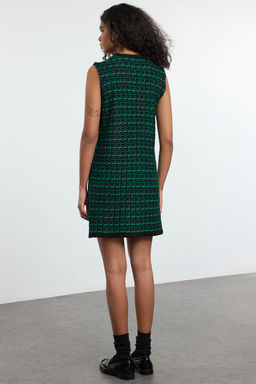 Trendyolmilla Siyah Tuvit Gorunumlu Triko Mini Elbise TWOAW25EL00542  фото 5