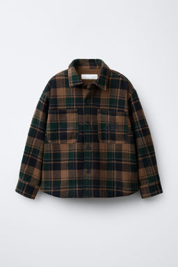 CHECK OVERSHIRT WITH DETACHABLE HOODIE AND FAUX SHEARLING - Zara фото 2