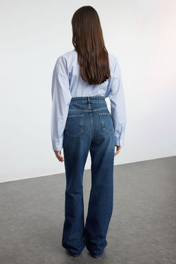 TRENDYOLMILLA Koyu Mavi Yuksek Bel Wide Leg Jeans TWOAW25JE00105  фото 5