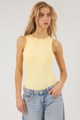 Ac?k Sar? Halter Yaka Vucuda Oturan Esnek Alttan C?tc?tl? Orme Body TWOSS20BD0044