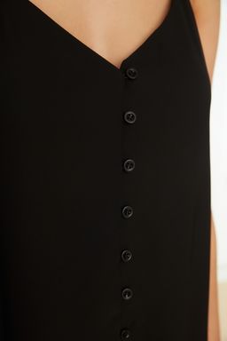 Siyah Ask?l? Dugmeli A Kesim Midi Dokuma Elbise TWOSS21EL1990 - Trendyolmilla фото 5