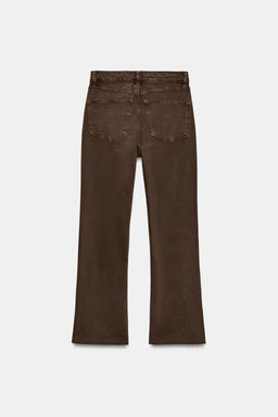 JEANS TRF CROPPED FLARE TIRO ALTO / Marr?n - Zara фото 8