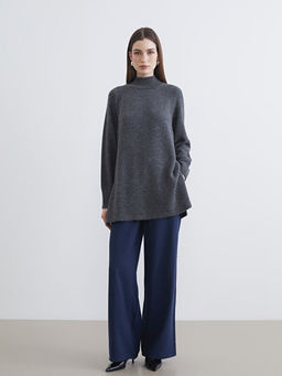 Bal?k?? Yaka Oversize Kad?n Triko Tunik