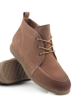 01-S77-99 BROWN Ботинки демисезонные женские (натуральная замша, байка)