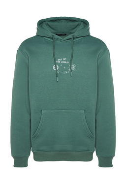 TRENDYOL MAN Siyah Regular/Normal Kesim Uzay Nak?sl? Kapusonlu Ici Polar/S?cak Tutan Sweatshirt TMNAW24SW00101 - Trendyolmilla фото 6