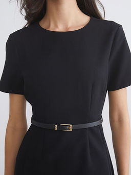 Bisiklet Yaka Belden Oturtmal? Kemerli Elbise