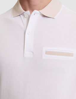 Beyaz Slim Fit %100 Pamuk D__meli Polo Yaka Ti__rt
