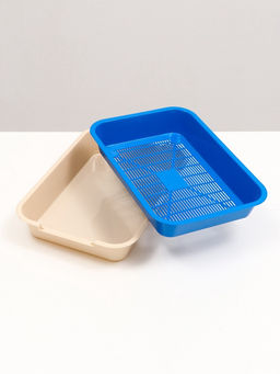 Туалет средний с сеткой 36×26×6.5 см, тёмно-синий/бежевый