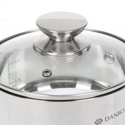 Ковш нерж ОПТИМА 1,5л со стекл крышкой мет/ручка GS-01201-16SP (355260) /Daniks/  фото 3