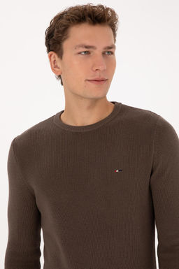 Erkek Slim Fit Bisiklet Yaka Vizon Basic Kazak - U.s. polo assn фото 2