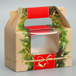 Цена за 5 шт. Коробочка для кексов новогодняя «Хвоя и шишки», 16×10×8 см