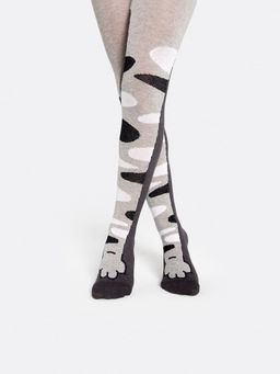 Цена за 3 пары! Колготки детские серые с рисунком в виде кошачьих лапок - Mark formelle фото 2