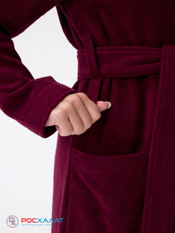 Женский халат с капюшоном темно-бордовый МЗ-06 (122) - Росхалат фото 7