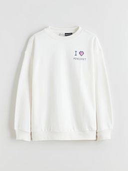 Bisiklet Yaka Minecraft Bask?l? K?z ?ocuk Sweatshirt