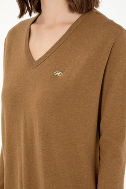 Женский базовый свитер темно-хаки меланжевого цвета - U.s. polo assn фото 7