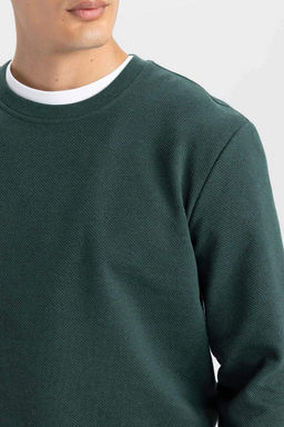Жаккардовый свитшот стандартного кроя с круглым вырезом - Defacto фото 5