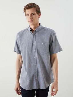 Regular Fit Keten Kar???ml? Erkek G?mlek