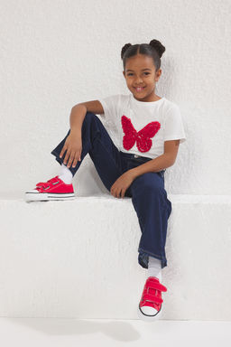 Ac?k Mavi K?z Cocuk Genis Paca/Flare Lastikli Denim Jeans TKDSS25JE00003 - Trendyolmilla фото 7