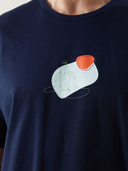 Bisiklet Yaka Bask?l? Erkek Ti??rt