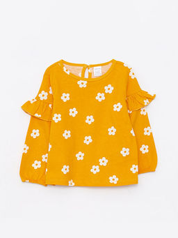 Bisiklet Yaka Uzun Kollu Bask?l? K?z Bebek Ti??rt 2li - Waikiki фото 3