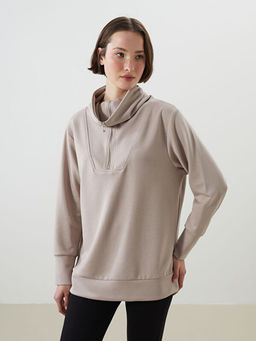Dik Yaka Oversize Kad?n Sweatshirt Tunik