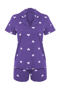 Trendyolmilla Ekru-Cok Renkli %100 Pamuklu Kalpli Sortlu Orme Pijama Tak?m? THMSS21PT0756 фото 44