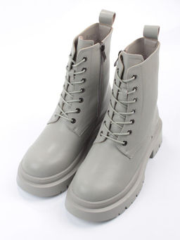 04-PAS70-3Z GRAY/GREEN Ботинки зимние женские (натуральная кожа, 100% шерсть)