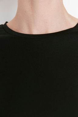 TRENDYOLMILLA Beyaz %100 Pamuk Uzun Kollu Bisiklet Yaka Regular/Normal Kal?p Basic Orme T-Shirt TWOAW21TS0098  фото 8